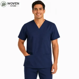 Shaoxing Woven Future Men Medical Scrub Sets Hospital Uniforms V Neck  Straight Leg Pants Workwear